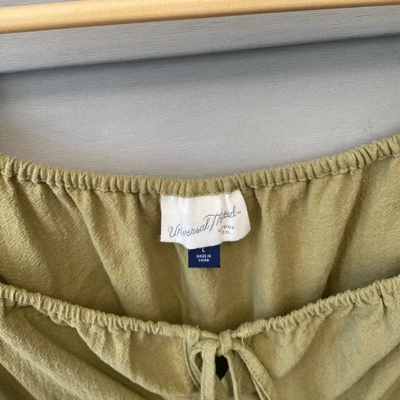 Universal Threads Puffy Sleeve Midi Green/Yellow Dress - Women’s Size L - Picture 6 of 10